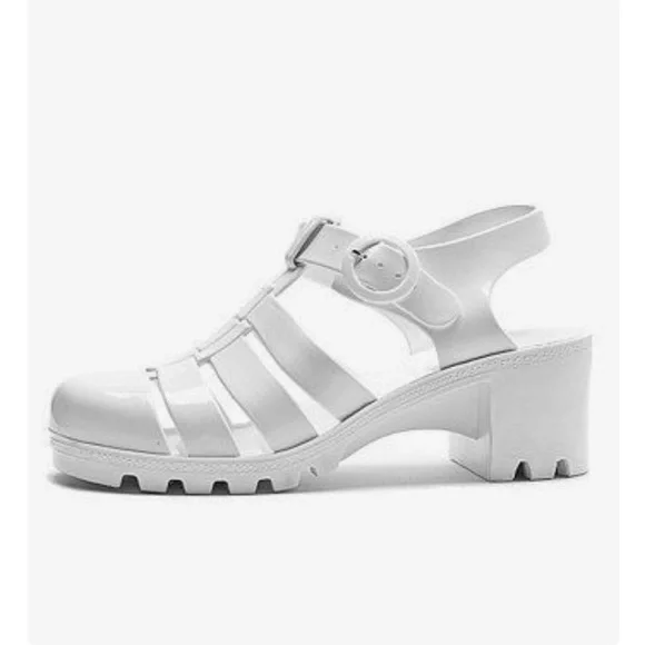 NWT American Apparel White Woven Jelly Heels Shoes Size 8 - Picture 9 of 10